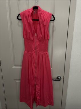 Anthropologie Tommie Midi Dress Smocked Hot pink